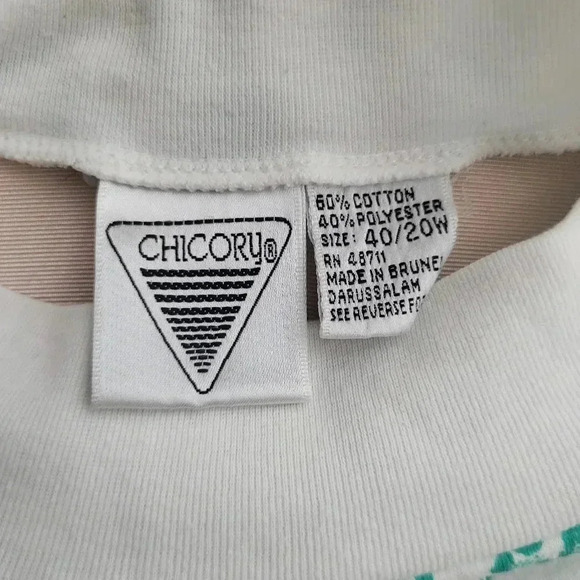 Vintage 1980's Chicory Womens Floral Green and White Top Size Large - Picture 6 of 6